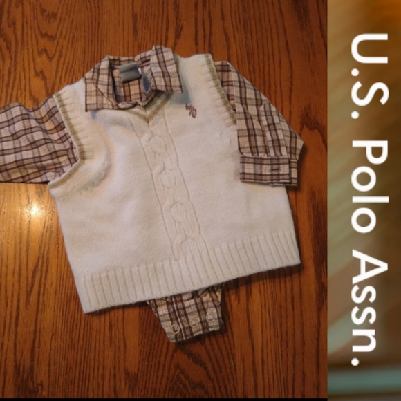 Size 0-3 months U.S. Polo Assn. Matching set shirt vest - Picture 16 of 16